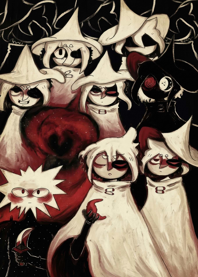 Group of Mysterious Hooded Figures
