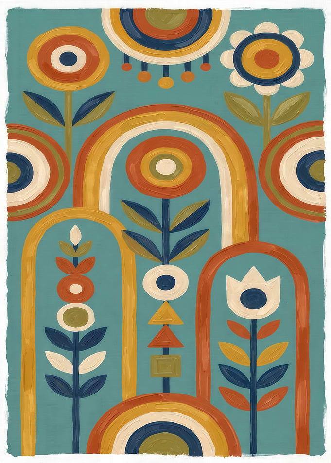 Mid-Century Modern Abstract Floral Art