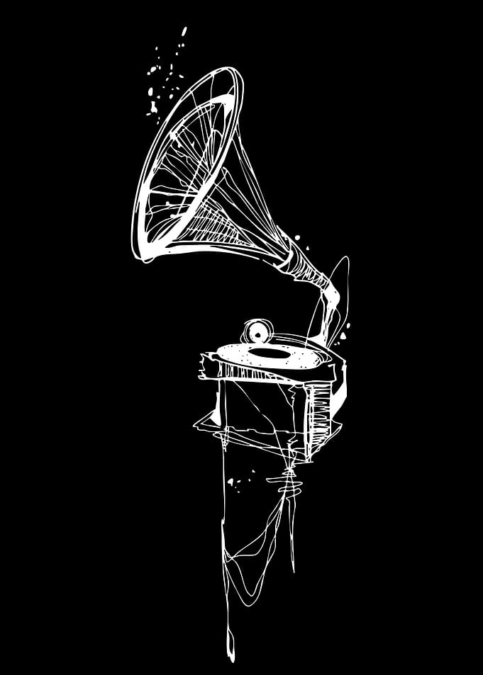 Abstract Sketch of a Vintage Gramophone