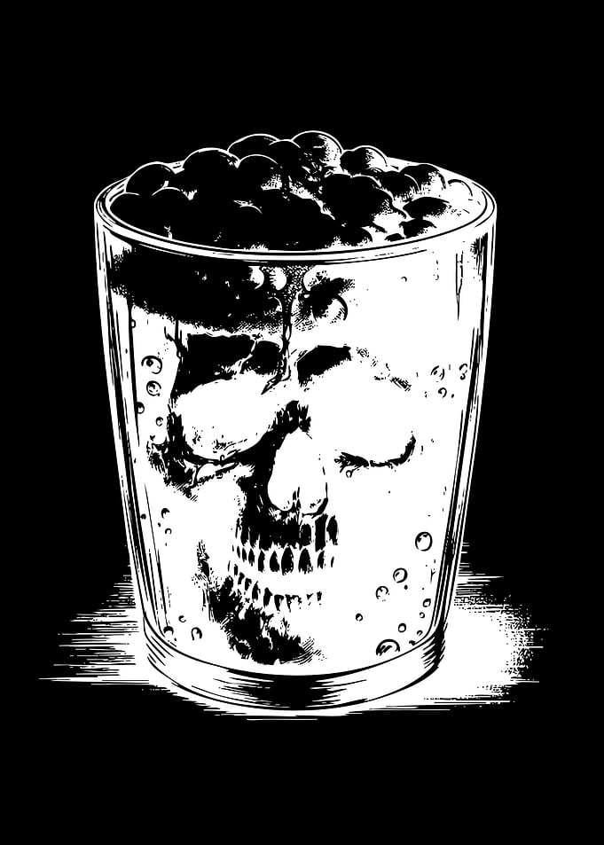 Skull Bubble Tea Illustration