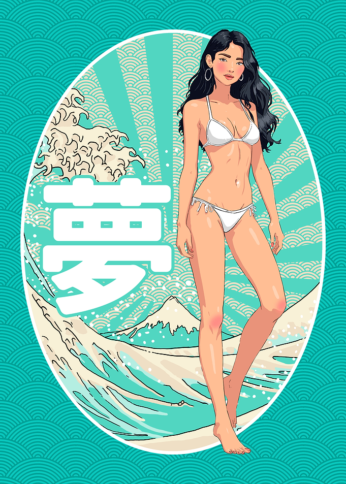 Anime Waifu Bikini Girl Japanese Wave Graphic