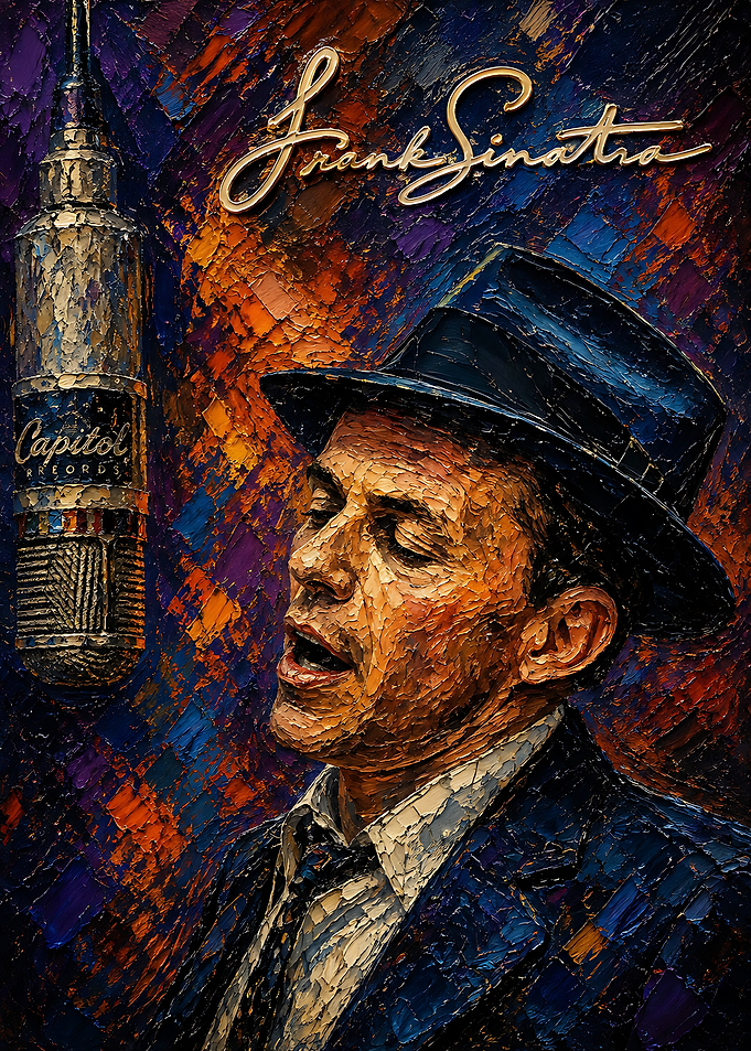 Frank Sinatra Singing Into Microphone Painting