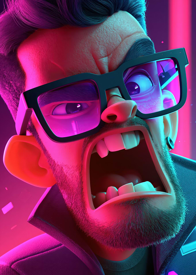 Neon Hype - Stylized Gamer Portrait with Neon Lighting