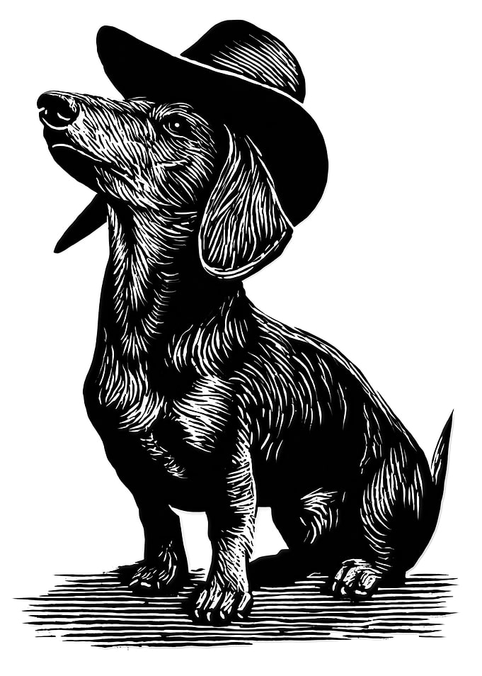Dachshund Wearing a Cowboy Hat