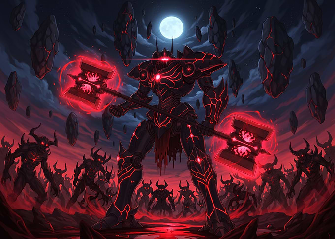 Dark Mech Warrior with Demon Army