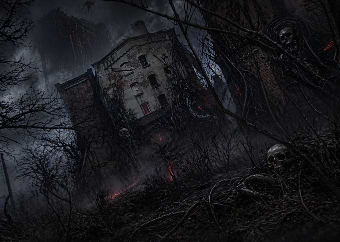Dark Gothic Haunted Mansion Scene