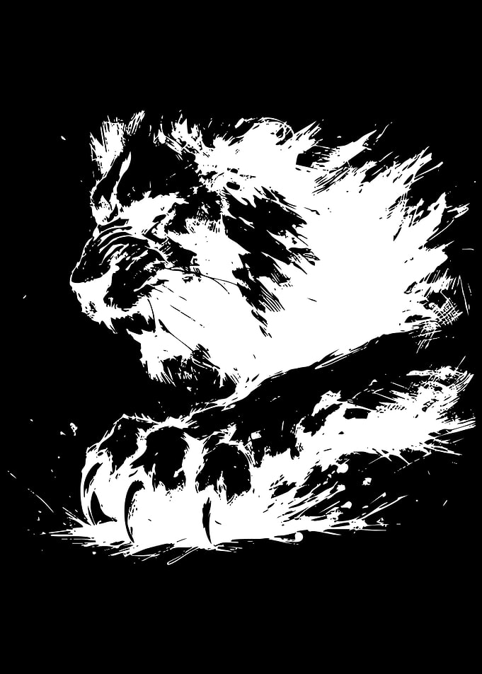 Abstract Black and White Lion Illustration