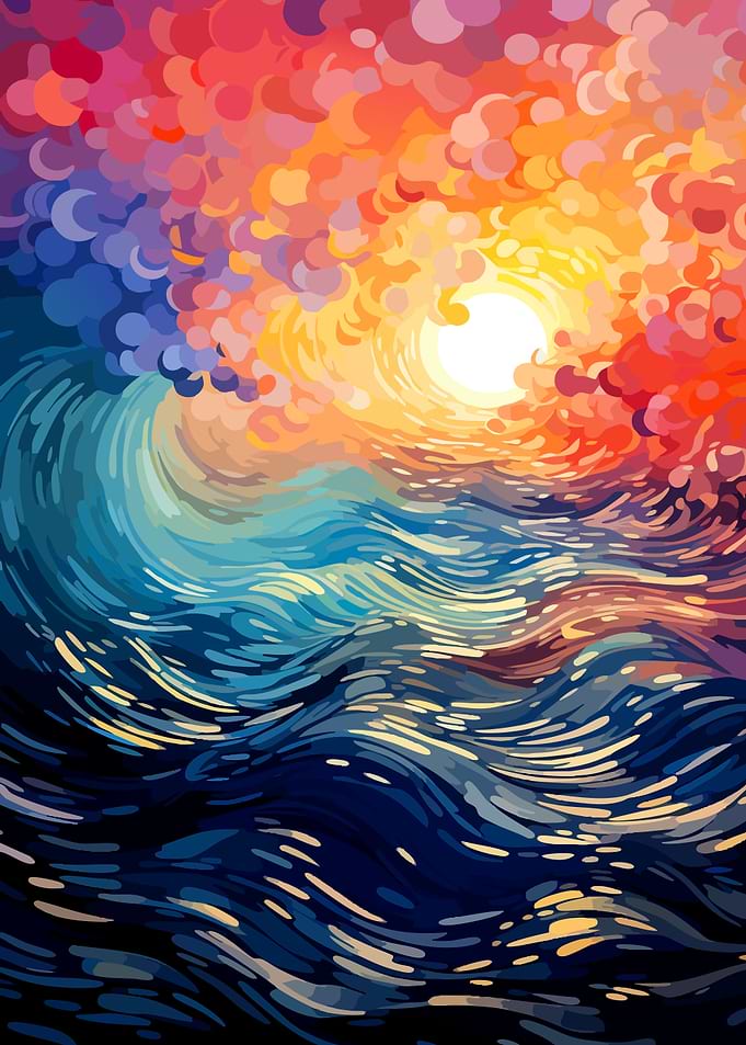 Vibrant Impressionist Ocean Sunset