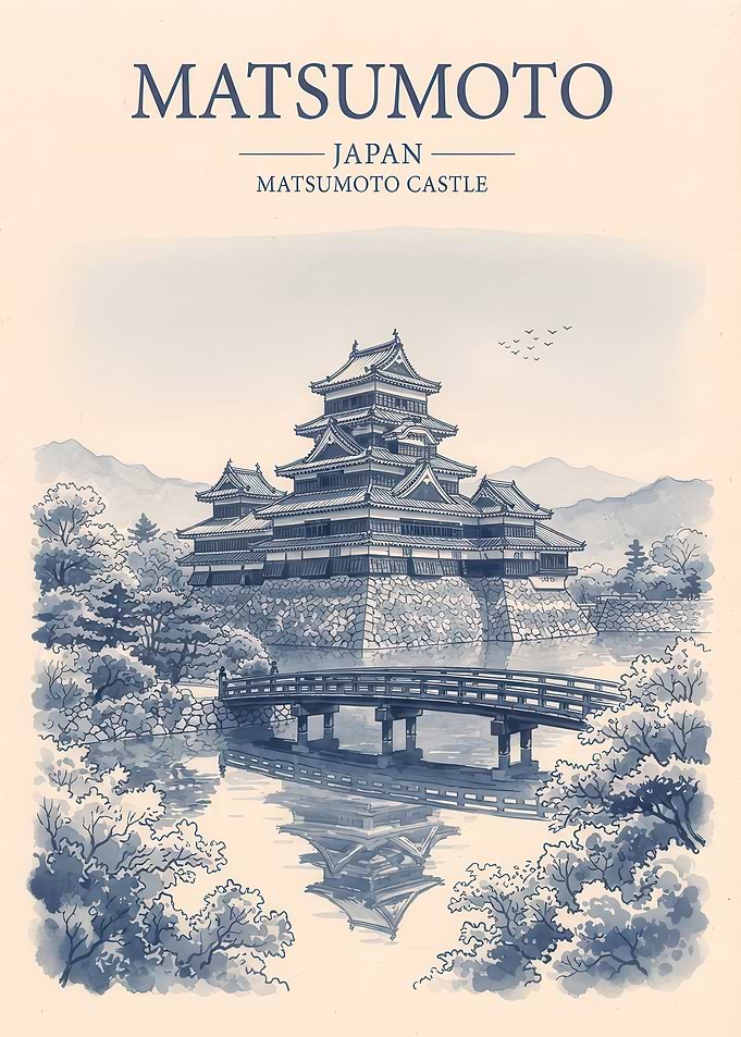 Matsumoto Castle Japan Travel Poster