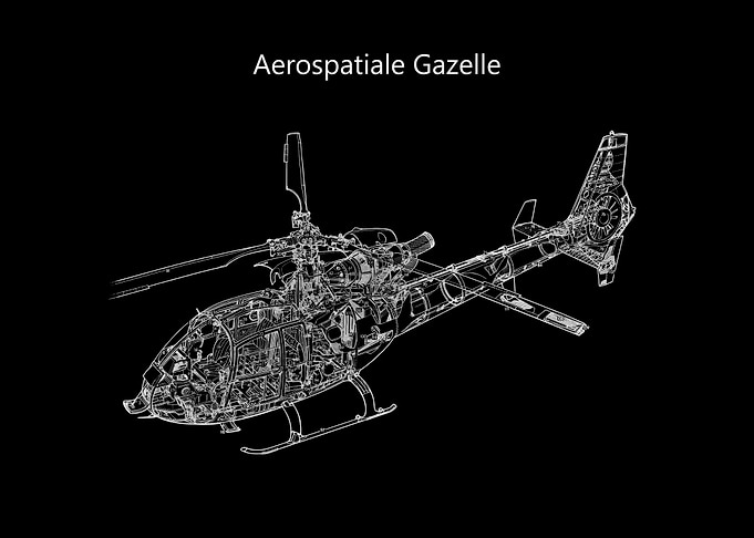 Aerospatiale Gazelle Helicopter Blueprint