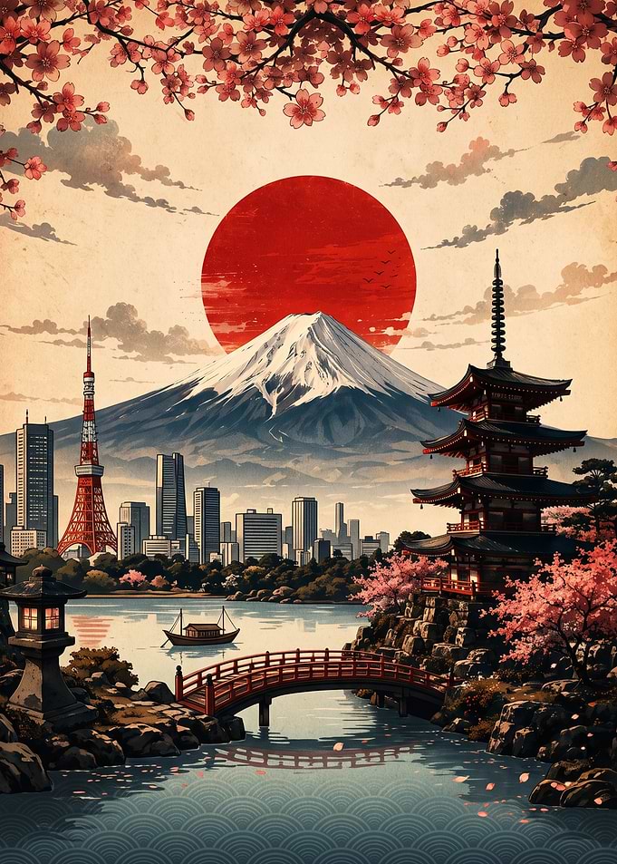 Mount Fuji and Tokyo Cityscape