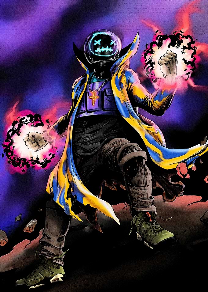 Cyberpunk Warrior with Glowing Energy Orbs