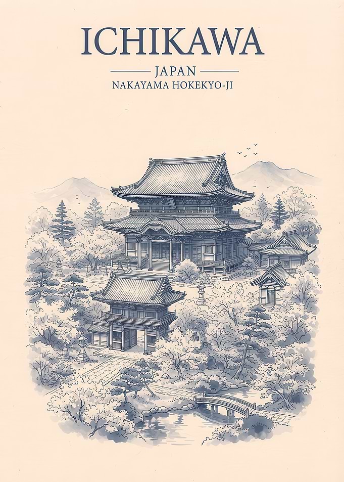 Nakayama Hokekyo-ji Temple Travel Poster