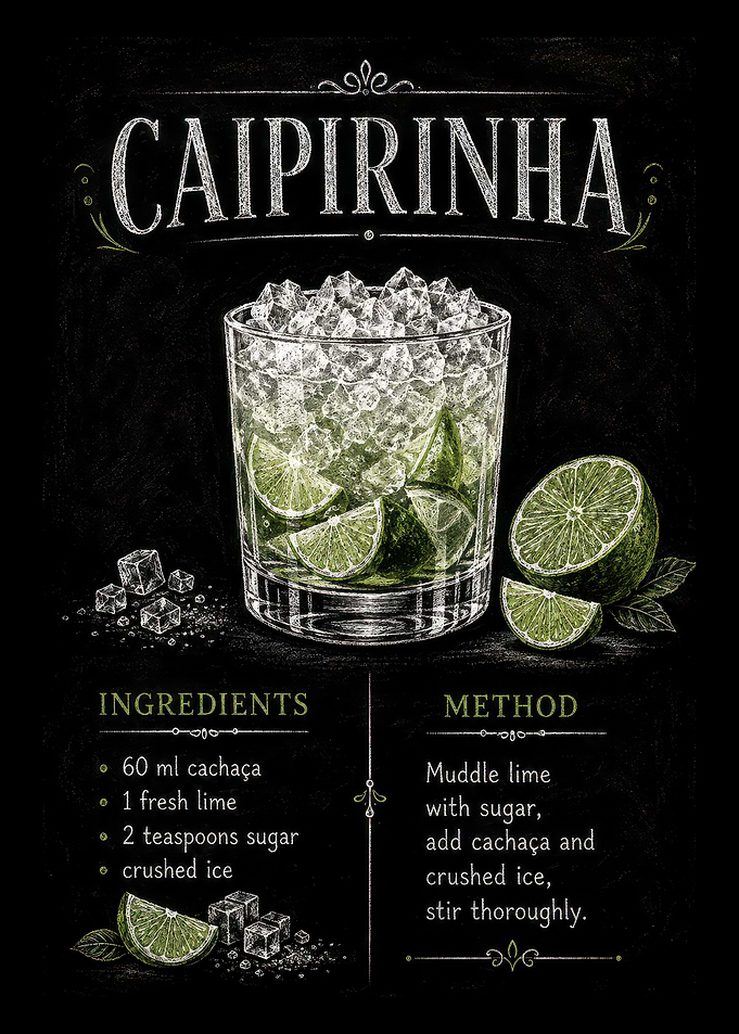 Caipirinha Cocktail Recipe Chalkboard Art
