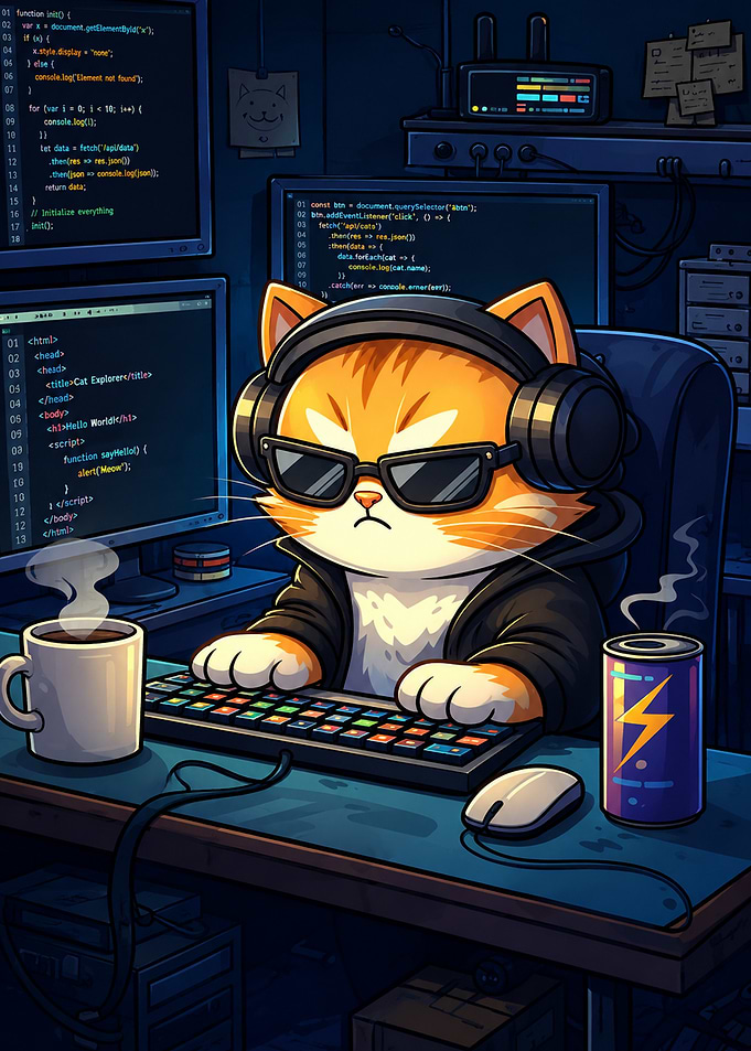 Cool Coding Cat Hacker