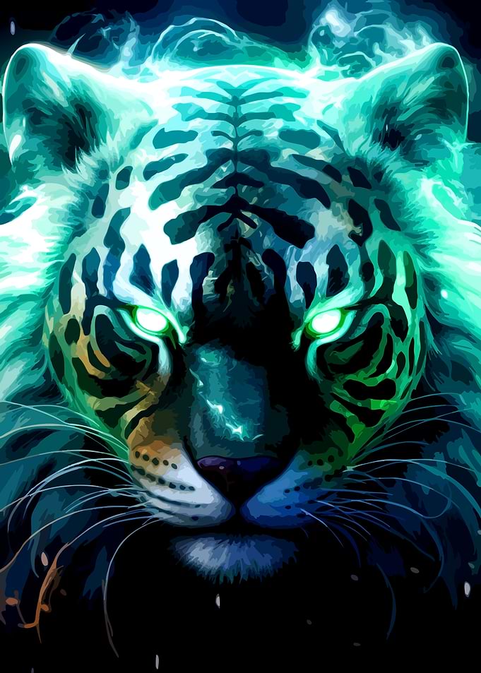 Glowing Neon Tiger Portrait