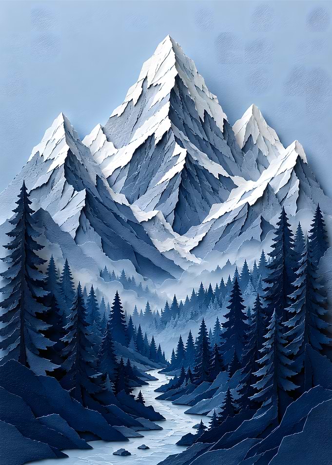 Swiss Alps Snowy Peaks Papercraft