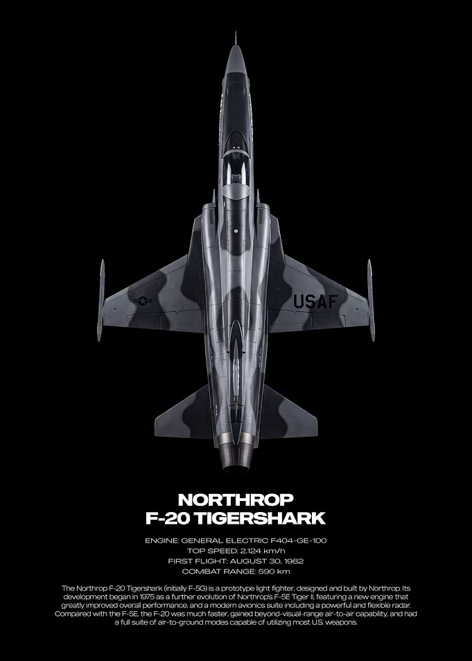 Northrop F-20 Tigershark Technical Poster