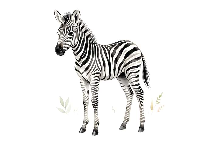 Watercolor Illustration of a Baby Zebra