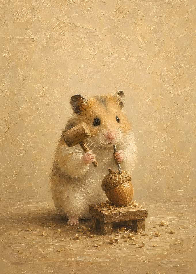 Hamster with Toothbrush