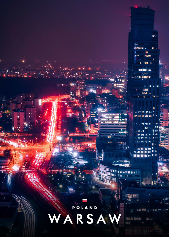 Warsaw Poland Night Cityscape