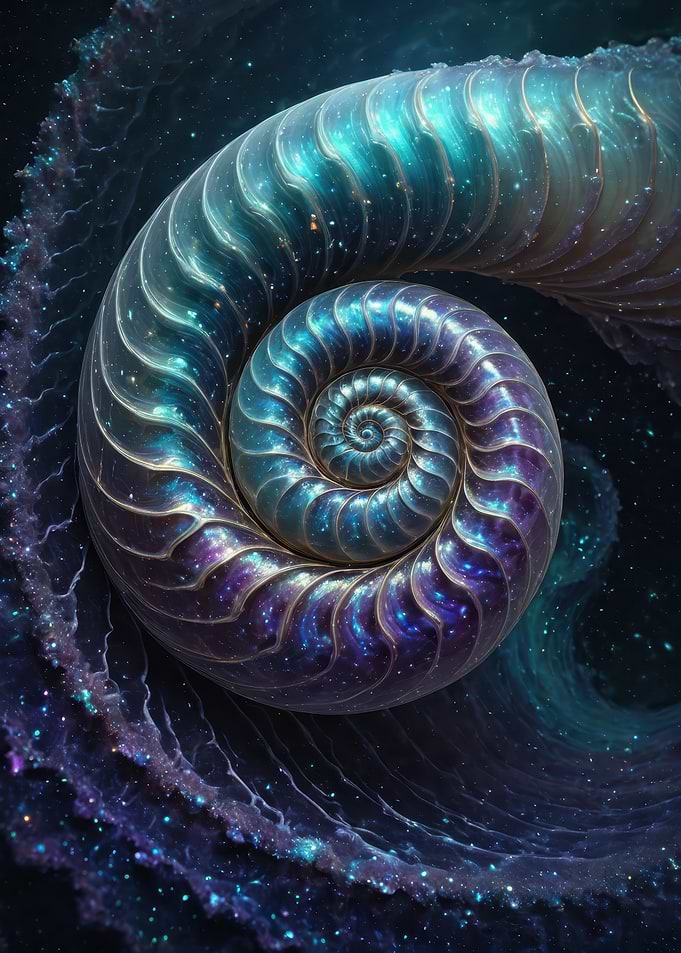 Galactic Nautilus Spiral — Luminous Cosmic Shell Fractal
