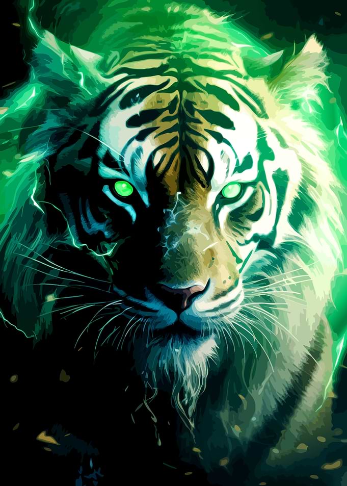 Electric Green Tiger Portrait