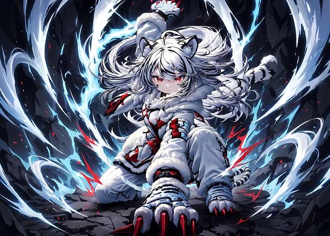 White Tiger Anime Warrior Girl