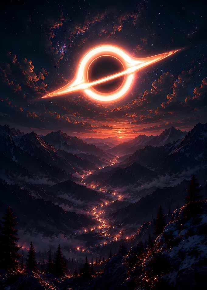 Black Hole Over Mountain Valley