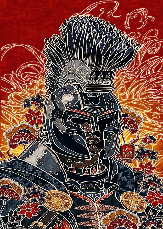 Batik Style Spartan Warrior Illustration