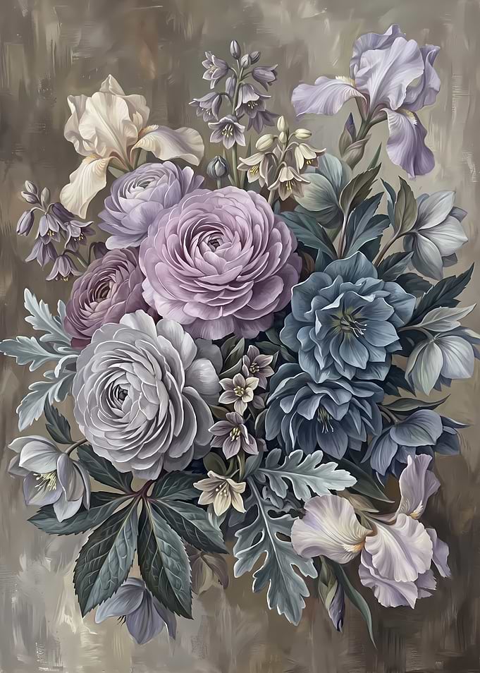 Elegant Floral Bouquet Oil Painting