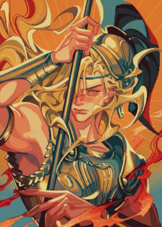 Golden Warrior with Spear Illustration