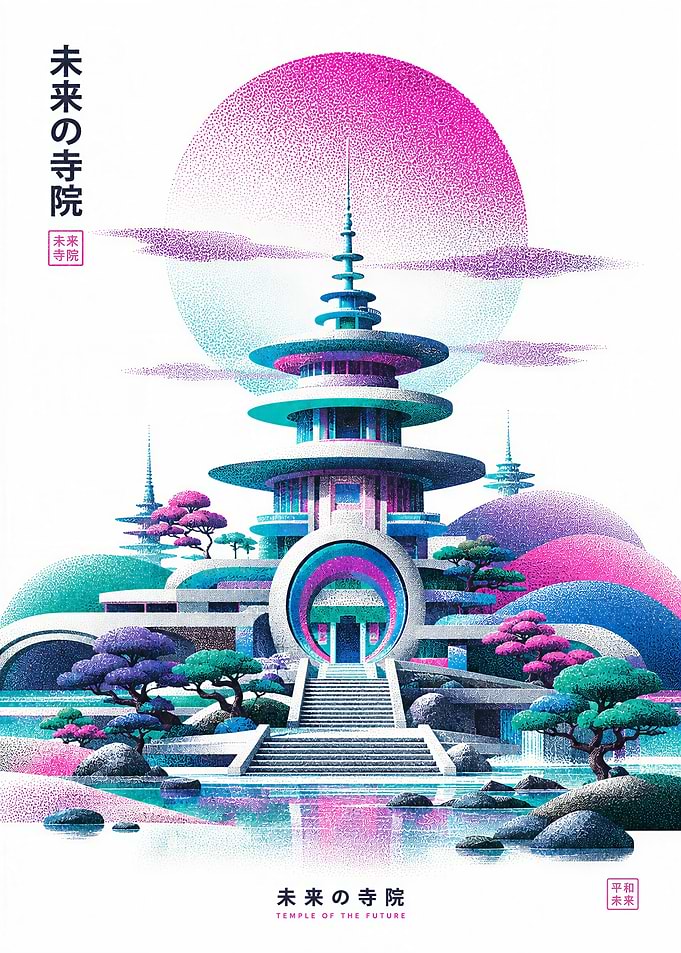 Japanese Temple of the Future - Neon Pagoda