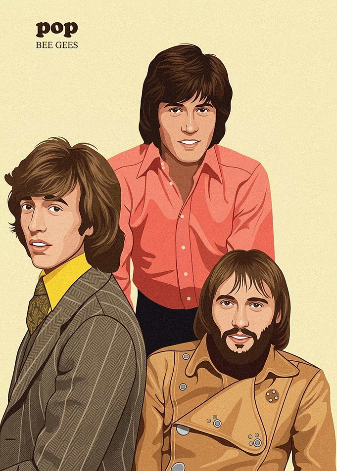 Bee Gees Pop Music Illustration
