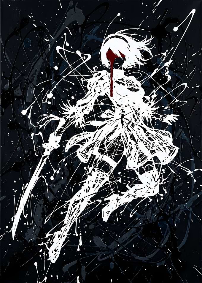2B Nier Automata Splatter Art
