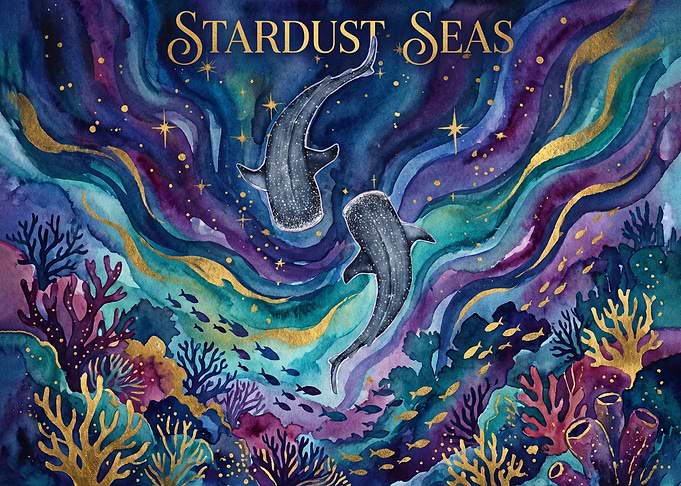 Stardust Seas Whale Shark Watercolor Art