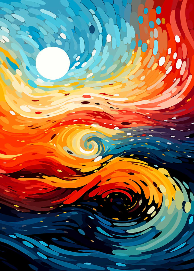 Abstract Swirling Celestial Sky Painting