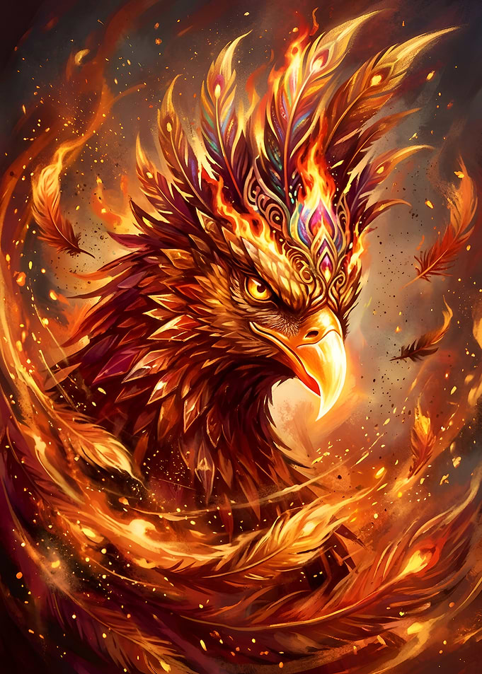 Mythical Phoenix Reborn in Ashes