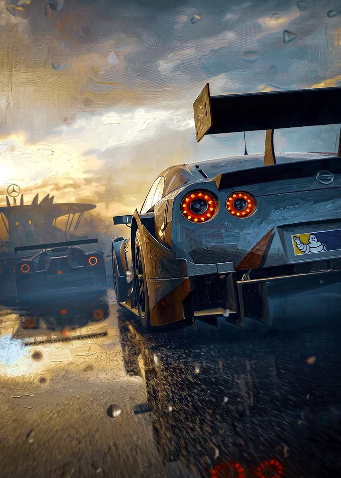 Nissan GT-R Racing in Rain
