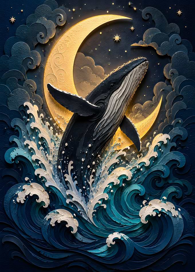 Humpback Whale Breaching Ocean Papercraft