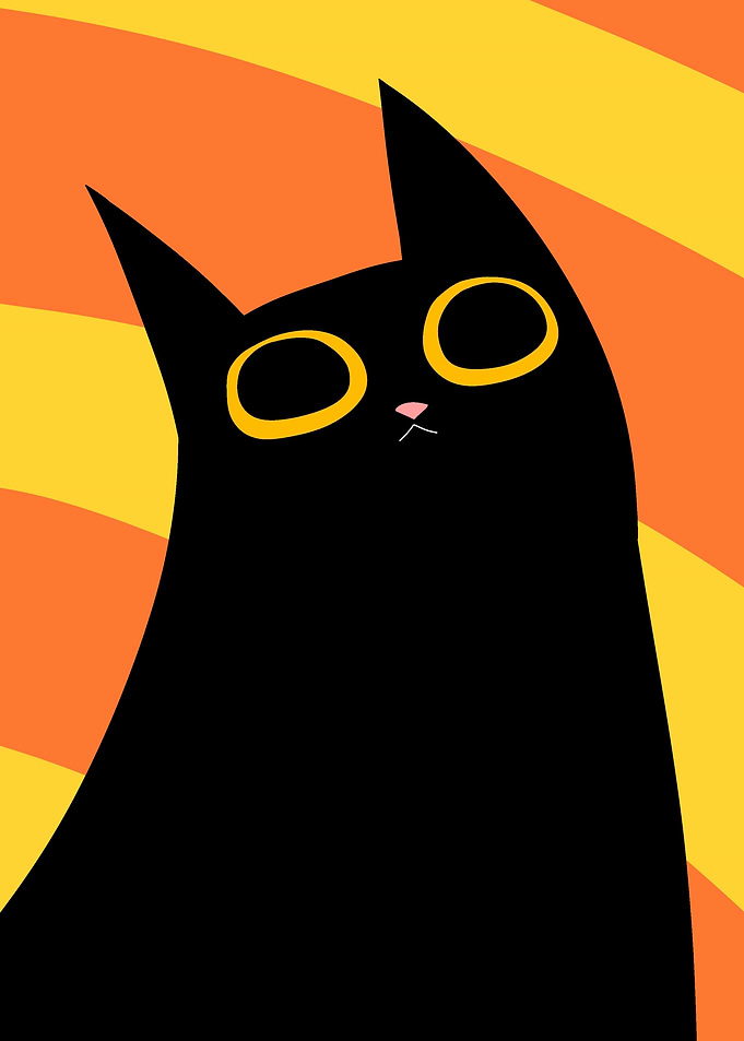 Minimalist Black Cat Illustration