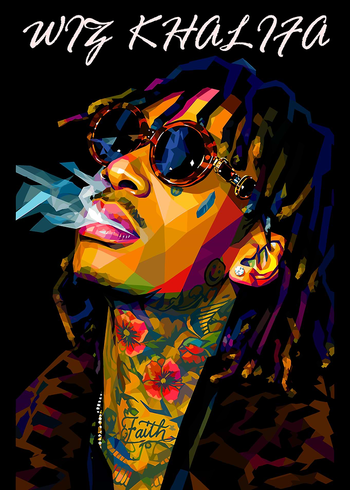 Wiz Khalifa Low Poly Portrait