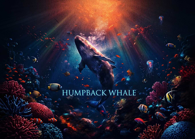 Humpback Whale Underwater Coral Reef Scene