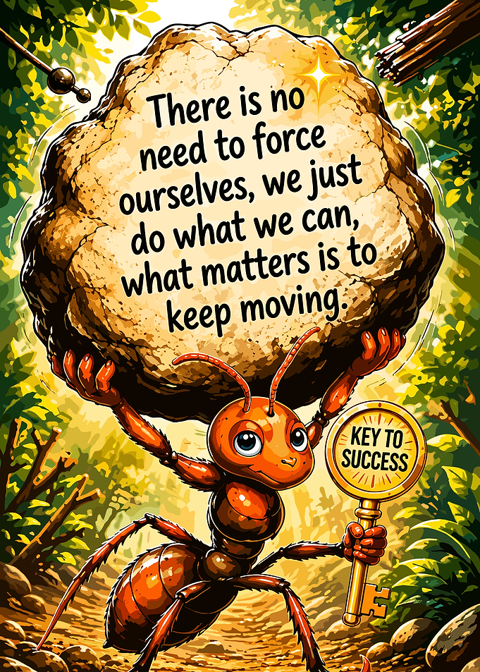 Ant Carrying Rock Inspirational Poster