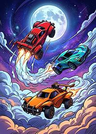 Rocket League Cars Flying in Space