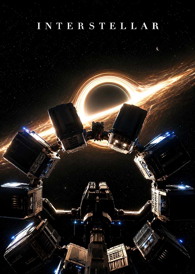 Interstellar Movie Poster with Black Hole