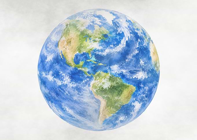 Watercolor Earth Globe Illustration