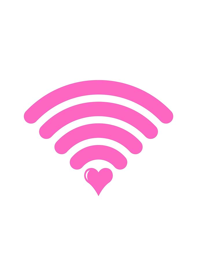 Pink Heart Wi-Fi Symbol
