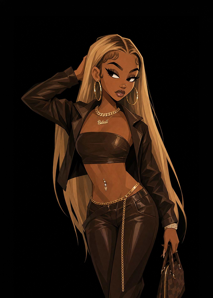 Stylish Woman in Leather Outfit