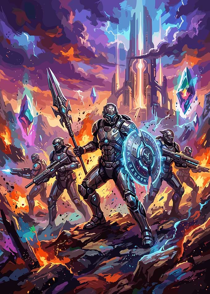 Futuristic Space Soldiers in Battle